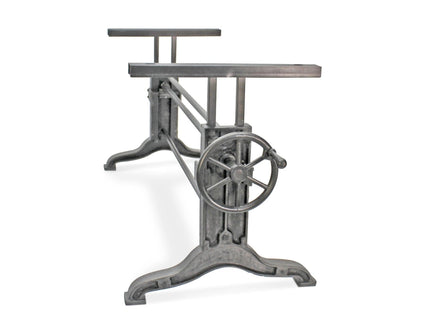 Frederick Adjustable Height Dining Table - Industrial Cast Iron Base - DIY - Rustic Deco