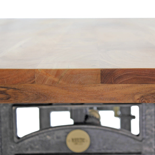 Harvester Industrial Communal Table - Iron Adjustable Base - Natural Top - Rustic Deco