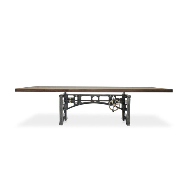Harvester Industrial Communal Table - Iron Adjustable Base - Natural Top - Rustic Deco