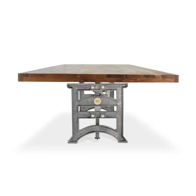 Harvester Industrial Communal Table - Iron Adjustable Base - Natural Top - Rustic Deco