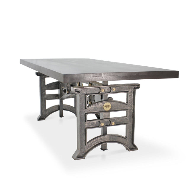 Harvester Industrial Executive Desk - Cast Iron Adjustable Base – Gray Top - Rustic Deco