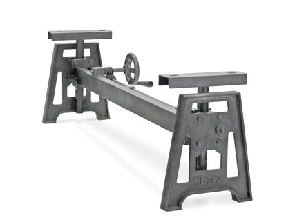 Industrial Dining Bench Seat - Cast Iron Base - Adjustable Height - DIY - Rustic Deco