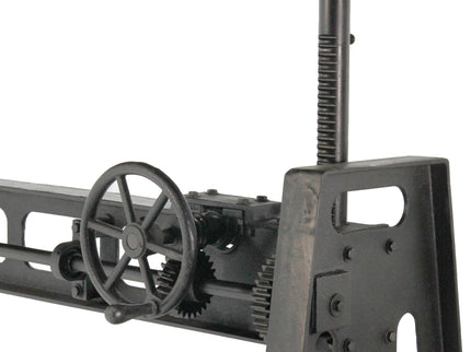 Industrial Dining Table - Cast Iron Base - Adjustable Height Crank - Provincial - Rustic Deco