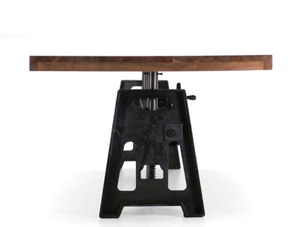Industrial Dining Table - Cast Iron Base - Adjustable Height Crank - Provincial - Rustic Deco