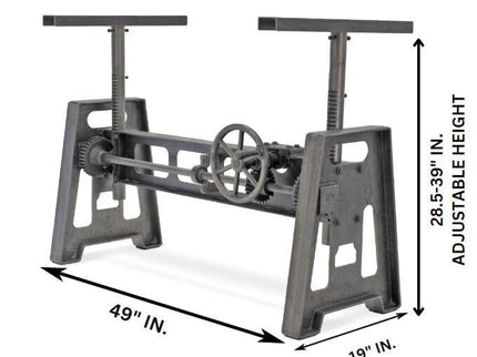 Industrial Writing Table Desk Base - Adjustable Height Sit Stand - Metal - DIY - Rustic Deco