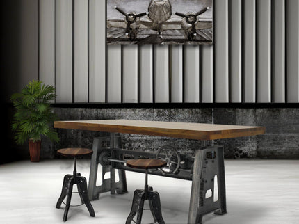 Industrial Writing Table Desk Base - Adjustable Height Sit Stand - Metal - DIY - Rustic Deco