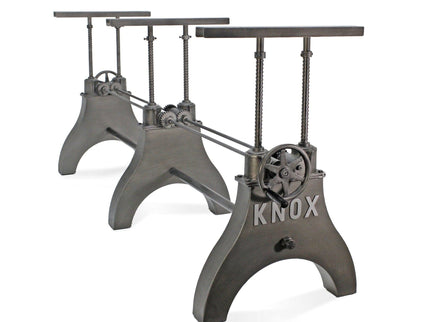 Knox Adjustable Height Conference Table Base Legs - Black Cast Iron - DIY - Rustic Deco