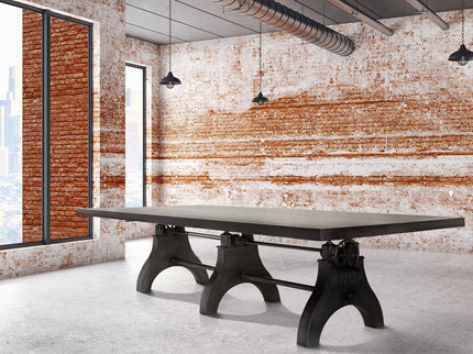 Knox Adjustable Height Conference Table Base Legs - Black Cast Iron - DIY - Rustic Deco