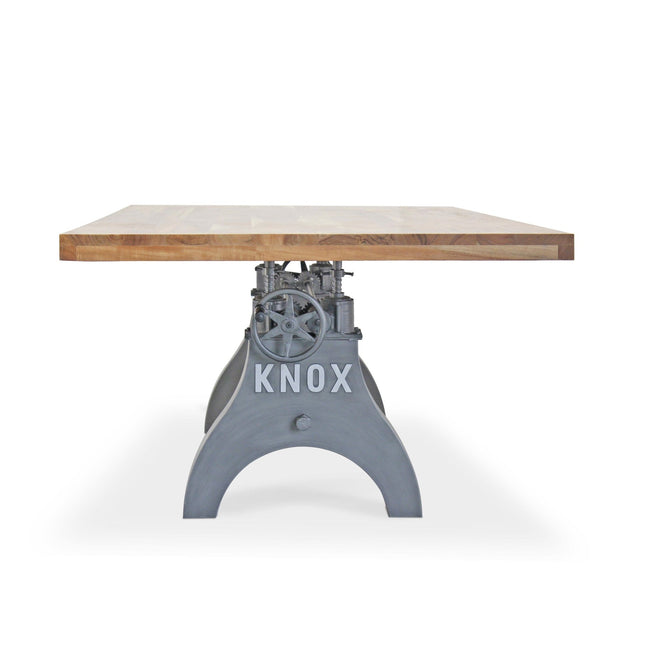 KNOX Adjustable Height Dining Table - Iron Base - 8ft Natural Top - Rustic Deco