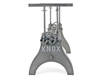 KNOX Adjustable Height Industrial Crank Dining Table Base Desk - Cast Iron - DIY - Rustic Deco