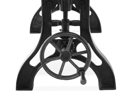 KNOX Industrial Drafting Writing Table Adjustable Height Iron Base - Tilt Top - Rustic Deco