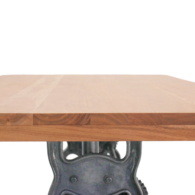 Shoemaker Dining Table - Adjustable Height Iron Base - Natural Wood Top - Rustic Deco