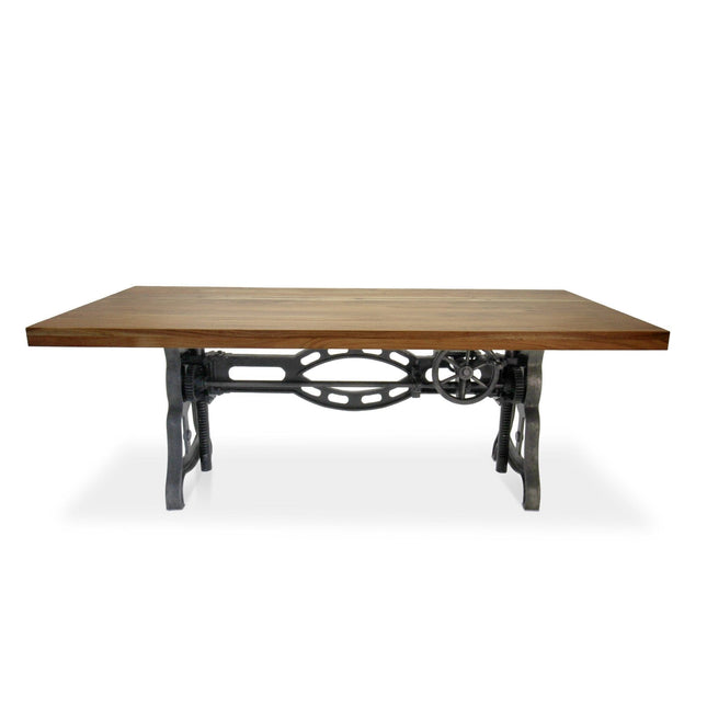 Shoemaker Dining Table - Adjustable Height Iron Base - Natural Wood Top - Rustic Deco