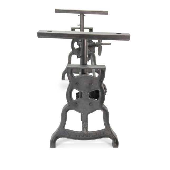 Shoemaker Dining Table Cast Iron Adjustable Crank Base - DIY - Rustic Deco
