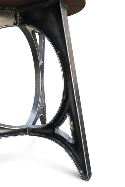 Art Deco Industrial Dining Chair - Iron and Solid Wood Pair of 2 - Rustic Deco