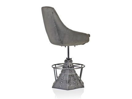 Casemate Industrial Dining Chair - Adjustable Height - Gray Velvet - Pair - Rustic Deco