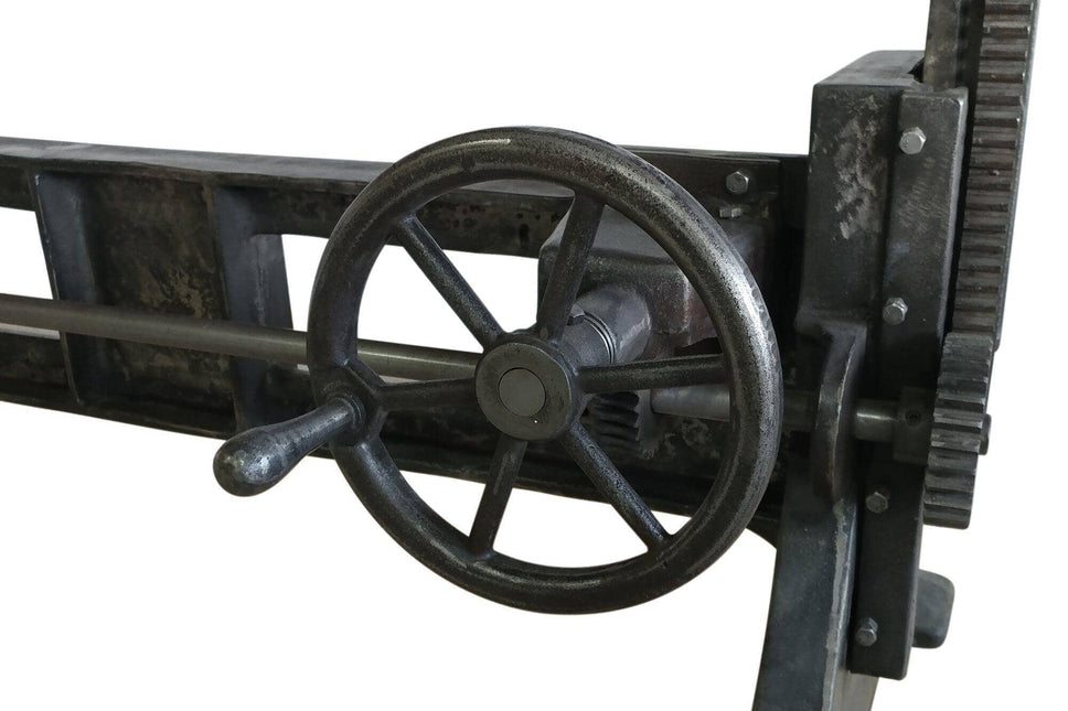 Craftsman Industrial Dining Table - Adjustable Height Iron Base - Provincial Top - Rustic Deco