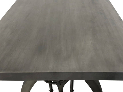 Crescent Industrial Dining Table - Adjustable Height - Casters - Gray Top - Rustic Deco