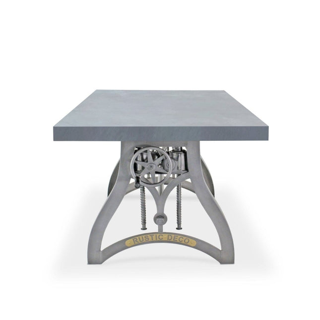 Crescent Writing Table Desk - Adjustable Height Metal Base - Gray Top - Rustic Deco