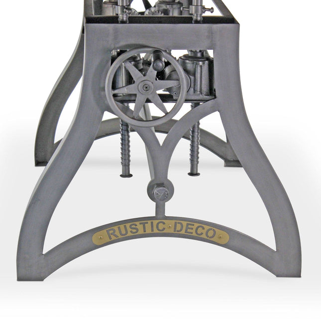 Crescent Writing Table Desk - Adjustable Height Metal Base - Natural Top - Rustic Deco