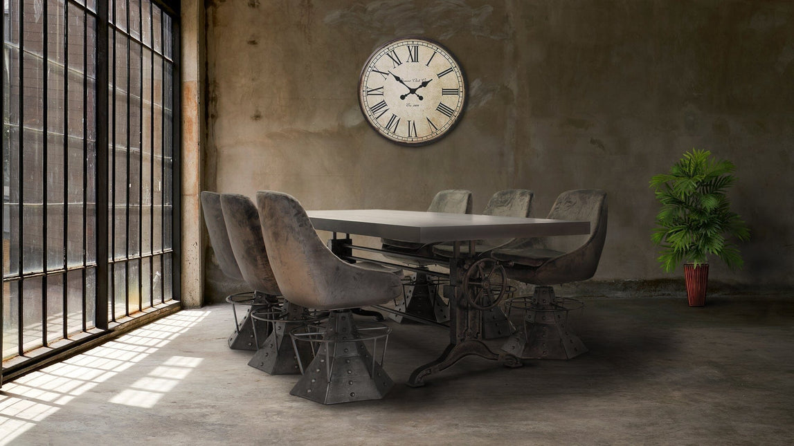 Frederick Adjustable Height Dining Table Desk - Cast Iron - Gray Top - Rustic Deco