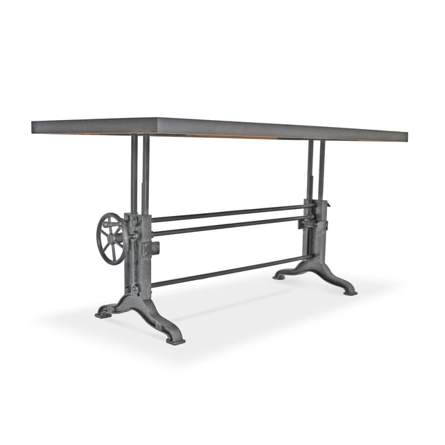 Frederick Adjustable Height Dining Table Desk - Cast Iron - Gray Top - Rustic Deco