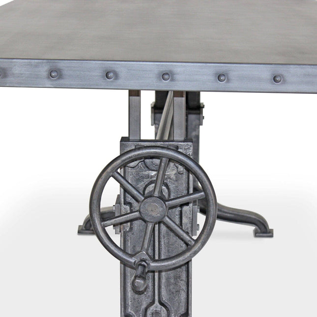 Frederick Adjustable Height Dining Table Desk - Cast Iron - Steel Top - Rustic Deco