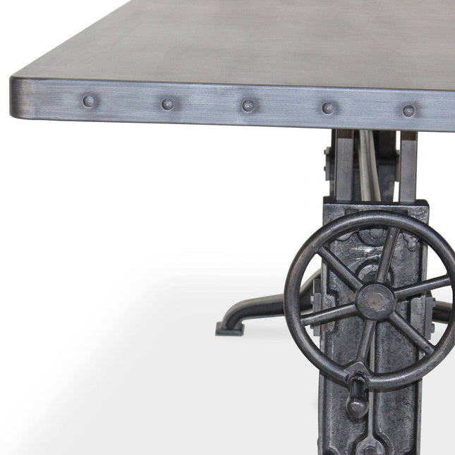 Frederick Adjustable Height Dining Table Desk - Cast Iron - Steel Top - Rustic Deco