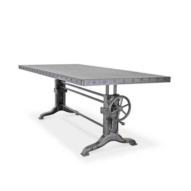 Frederick Adjustable Height Dining Table Desk - Cast Iron - Steel Top - Rustic Deco