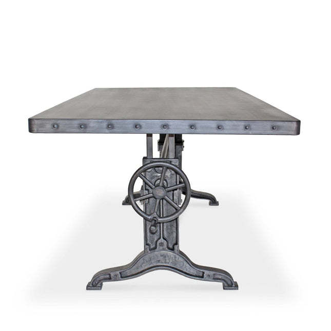 Frederick Adjustable Height Dining Table Desk - Cast Iron - Steel Top - Rustic Deco