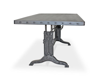 Frederick Adjustable Height Dining Table Desk - Cast Iron - Steel Top - Rustic Deco