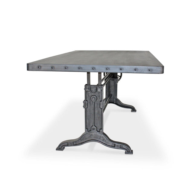 Frederick Adjustable Height Dining Table Desk - Cast Iron - Steel Top - Rustic Deco