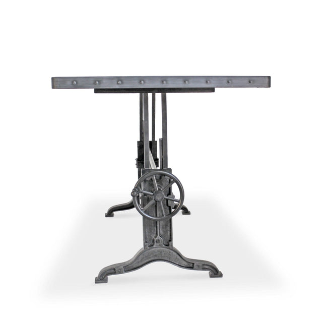 Frederick Adjustable Height Dining Table Desk - Cast Iron - Steel Top - Rustic Deco