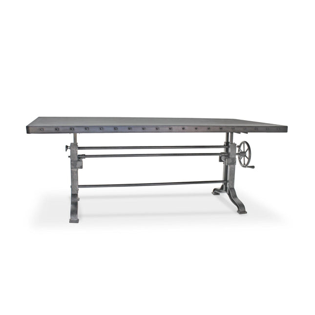 Frederick Adjustable Height Dining Table Desk - Cast Iron - Steel Top - Rustic Deco