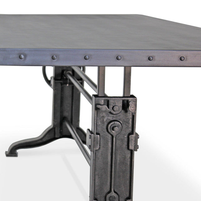 Frederick Adjustable Height Dining Table Desk - Cast Iron - Steel Top - Rustic Deco