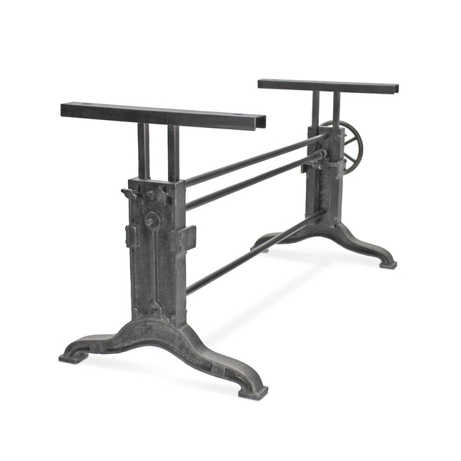 Frederick Adjustable Height Dining Table - Industrial Cast Iron Base - DIY - Rustic Deco