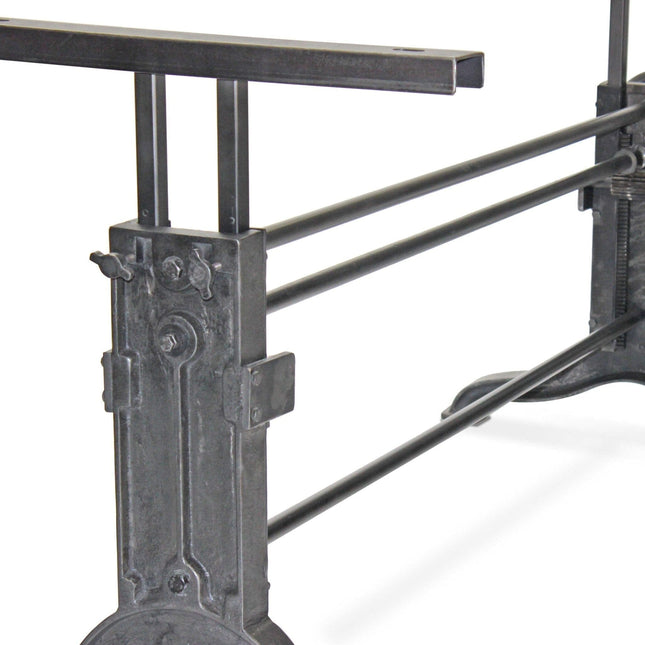 Frederick Adjustable Height Dining Table - Industrial Cast Iron Base - DIY - Rustic Deco