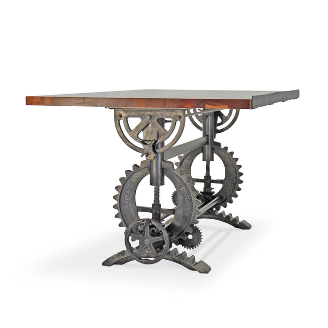 French Industrial Writing Table Drafting Desk - Sit Stand Adjustable - Tilt Top - Rustic Deco