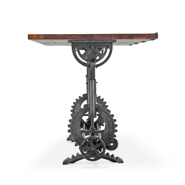 French Industrial Writing Table Drafting Desk - Sit Stand Adjustable - Tilt Top - Rustic Deco