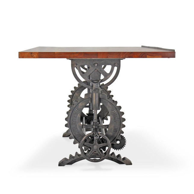 French Industrial Writing Table Drafting Desk - Sit Stand Adjustable - Tilt Top - Rustic Deco