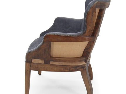 Grey Velvet Dining Chair - Deconstructed Back Exposed Frame Armchair - Rustic Deco