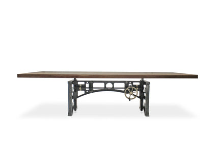 Harvester Industrial Communal Table - Iron Adjustable Base - Natural Top - Rustic Deco