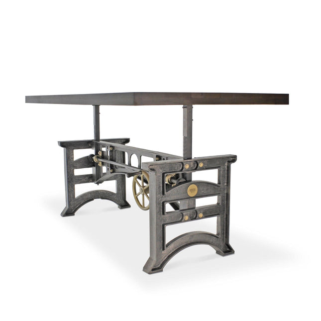 Harvester Industrial Executive Desk - Cast Iron Adjustable Base – Gray Top - Rustic Deco
