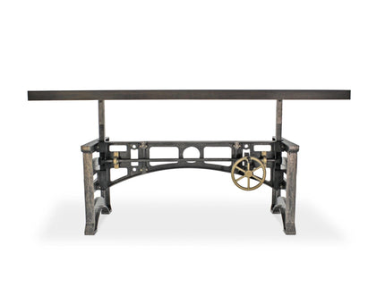 Harvester Industrial Executive Desk - Cast Iron Adjustable Base – Gray Top - Rustic Deco