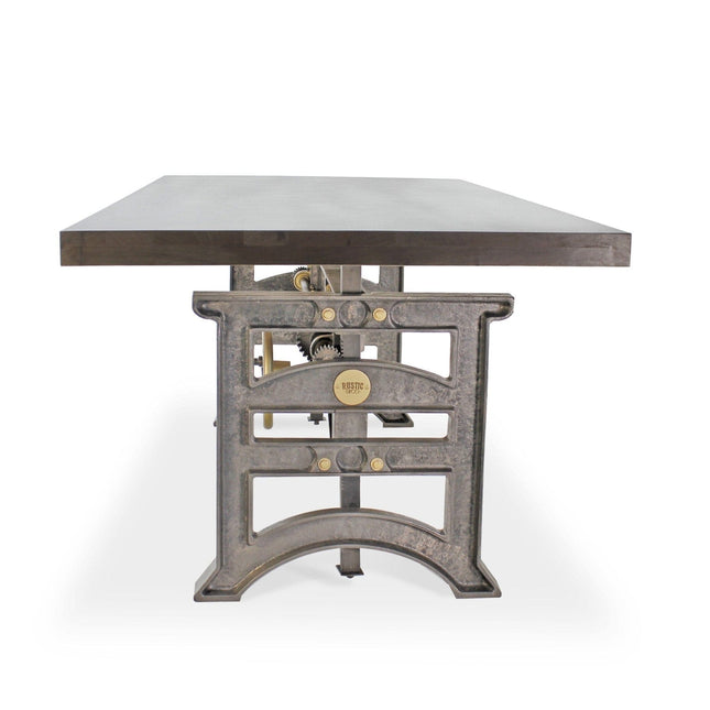 Harvester Industrial Executive Desk - Cast Iron Adjustable Base – Gray Top - Rustic Deco