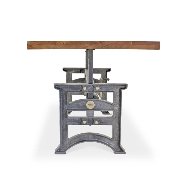 Harvester Industrial Executive Desk - Cast Iron Adjustable Base – Natural Top - Rustic Deco