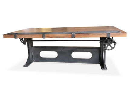 Industrial Adjustable Crank Drafting Desk - Tilt Top - Cast Iron Base 70" - Rustic Deco