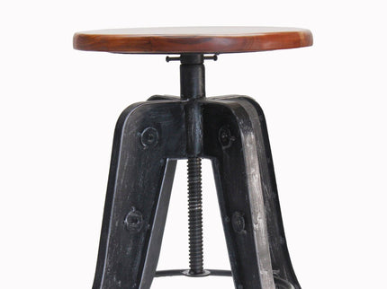 Industrial Adjustable Metal Bar Stool - Counter to Bar Height - Rustic Deco