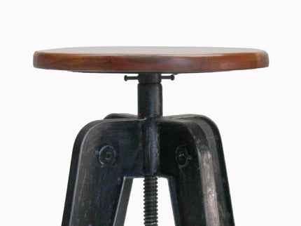 Industrial Adjustable Metal Bar Stool - Counter to Bar Height - Rustic Deco