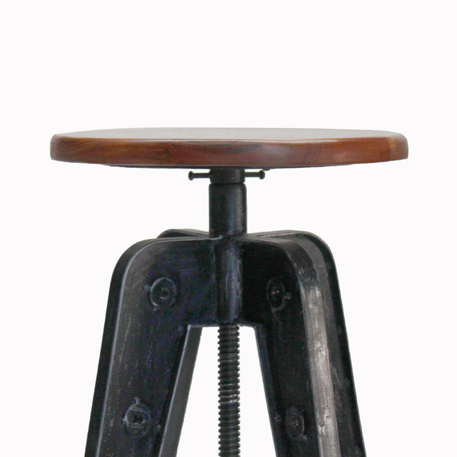 Industrial Adjustable Metal Bar Stool - Counter to Bar Height - Rustic Deco